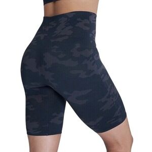 Spanx Women Lamn Bike Shorts Black Camo athleisure Athletic Compression‎ Size S